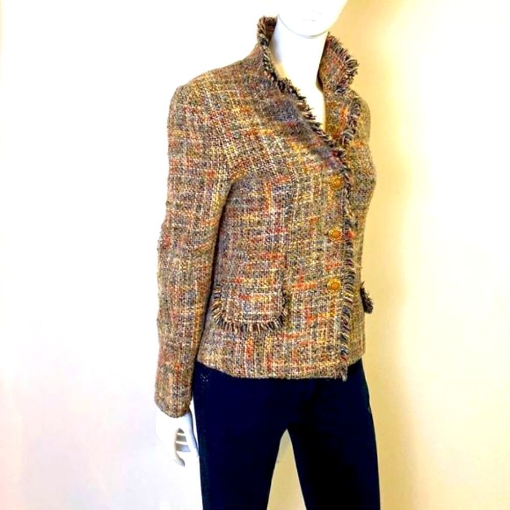 Tweed Colorful Blazer SZ 4-6 Made in France French  size 38